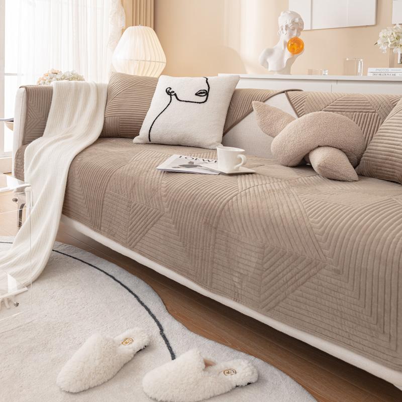 Non-SlipThicken Plush Sofa Cushion Mat Modern Simplicity Sofa Towel Home Couch Winter Milk Plush Sofa Cover for Living Room