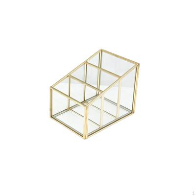 Cosmetic Organizer with Metal Frame MultiCompartment Desktop Storage Box Compartments