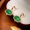 Guofeng Cutting Process Emerald Zircon Inlaid Light Luxury Temperament Simple Trend Earrings