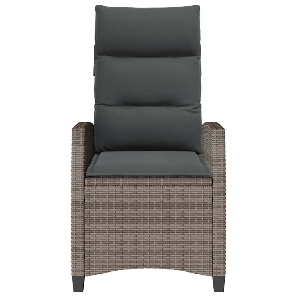 Relax Garden Chair with Side Table Adjustable Grey Poly Rattan