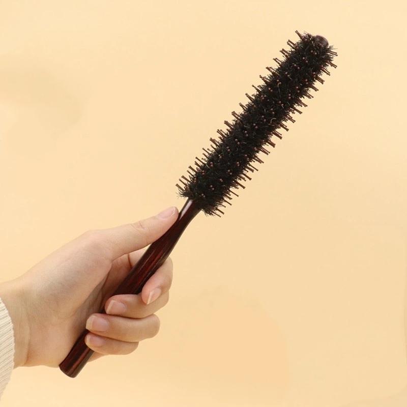 Small Round Hair Brush for Bangs & Curls - Root Lifter Air Bang & Curling Styling Tool, Professional Salon Volumizing & Smoothing Comb