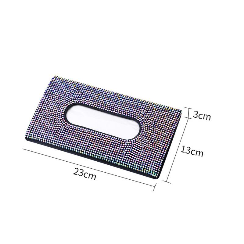 Rhinestone Diamond Car Tissue Boxes Diamond Inlaid Sunshades Leather Hanging Seat Backrest Paper Clip Auto Interior Accessories