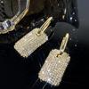 Rectangle Shape Full Shiny Rhinestone Inlaid Dangle Earrings Elegant Luxury Style Banquet Ear Ornaments