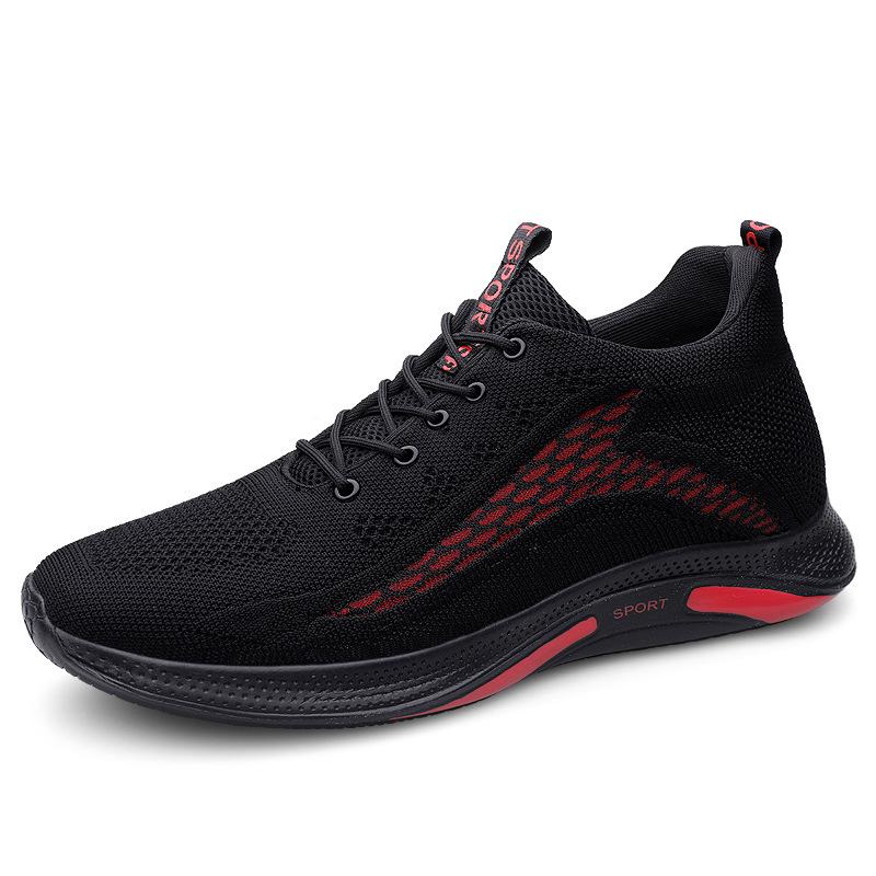 Men s Autumn Fly Knit Mesh Running Shoes with Invisible 8cm Height Increase 44