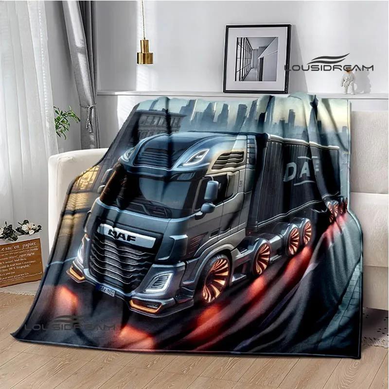 Coperte stampate retrò camion DAF 3D coperta da picnic coperte calde in flanella coperta morbida e confortevole biancheria da letto Regalo di compleanno