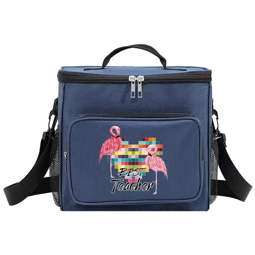 Insulated Bags Portable Shoulder Lunch Bag Waterproof Cooler Box Thermal Organizer Handbag for Men and Women Teacher Pattern