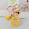 Yellow Bee Resin Glitter Letter Keychain Pendant Ornament