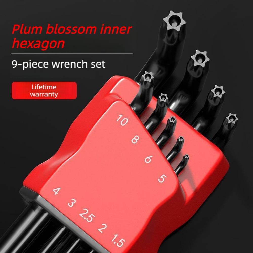 9Pcs Star Allen Wrench Set L Type Dual End Hexagon Key Spanner Kit for Screws Furniture Assembly and Mechanical Repair