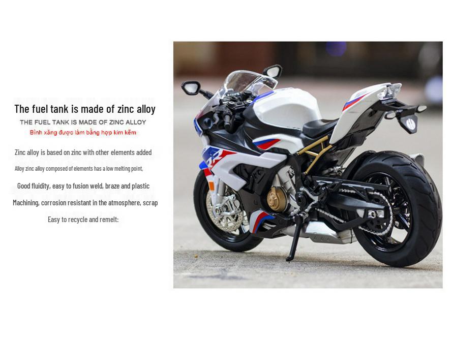 1:12 Kawasaki Ducati Alloy Motorcycle Toy with Sound, Light, and Sliding Motion