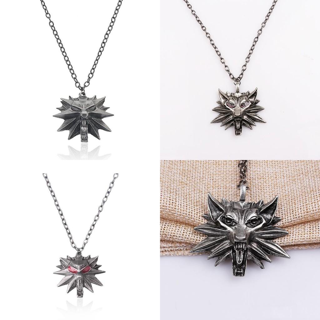 Medicine Man Metal Redeyed Wolf Pendant Necklace For Men With Animal Design And Gothic Style