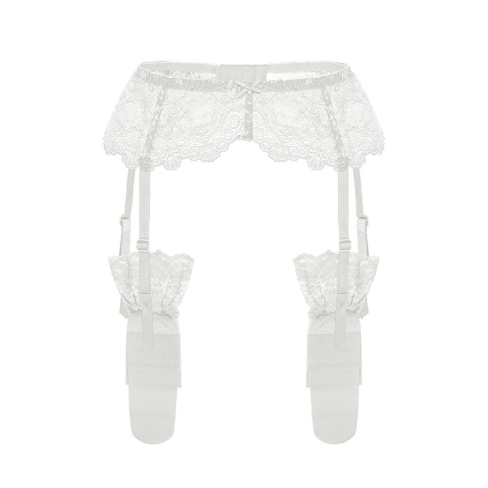 

Європейський та Американський Ретро Мереживний Пояс для Панчіх з Кліпсами для Підтяжок та Панчохами XL білий