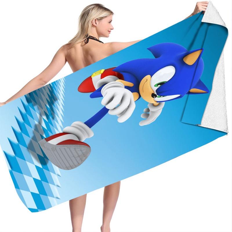 Sonic Beach Towel Microfiber Bath Towel For Kids And Adults Soft And Cozy With Eye-catching Design