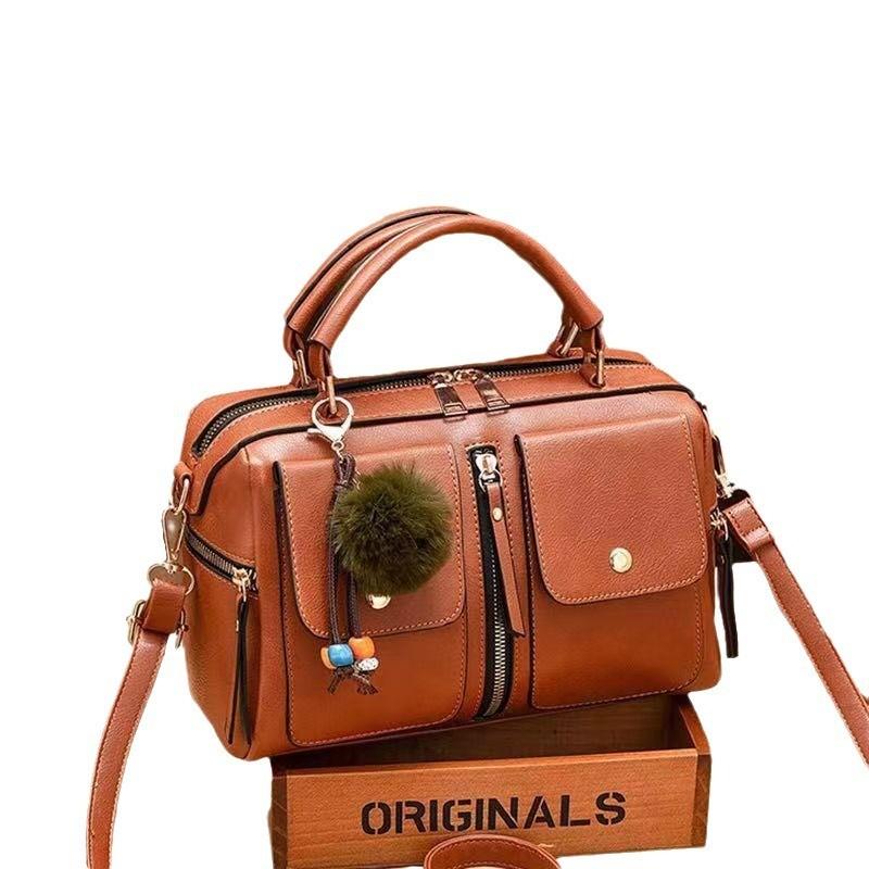 Stylish And Elegant Pu Leather Boston Bag For Women With Chain And Lock Features