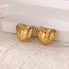 Stripe Heart Stud Earrings for Women Gold Color Stainless Steel Earrings Ear Jewelry Christmas Gifts Aretes Mujer