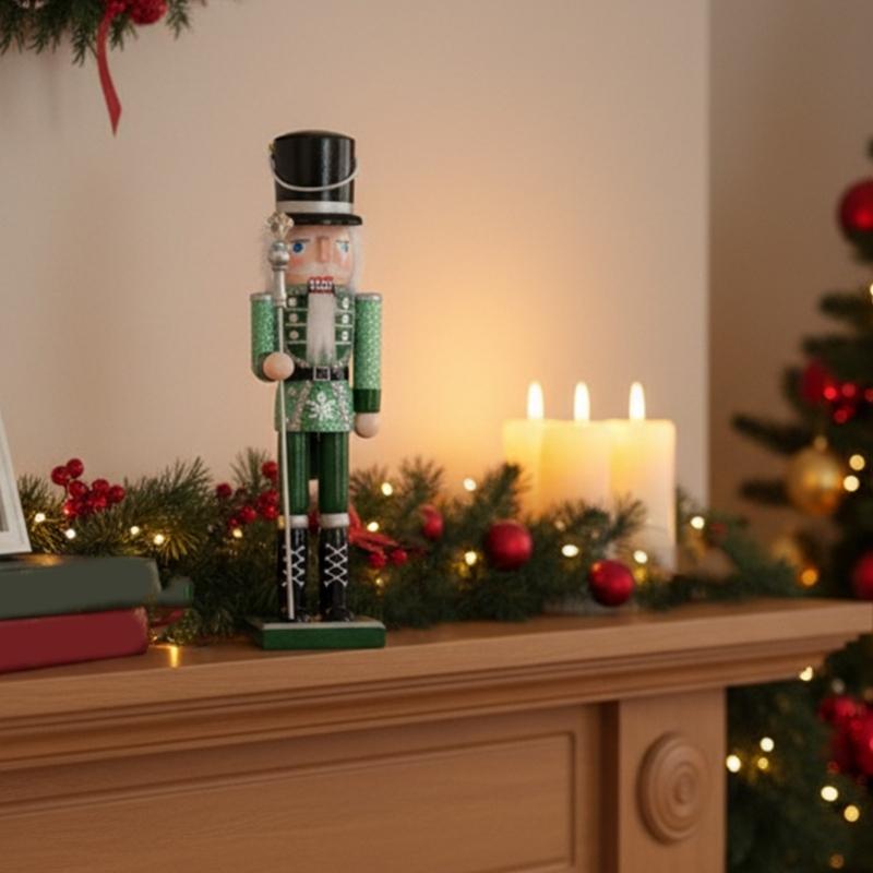 Christmas Nutcrackers Ornament Small Wooden Soldier Christmas Decorations Nutcrackers Figure Ornament for Table Shelf