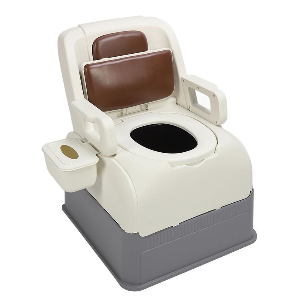 Bedside Commode Chair Strong Load Capacity Anti Slip Soft Padded Triple Sealed Bedside Commode for Toilet Elderly Adults