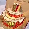 3D Popup Birthday Card with Light and Music Handmade Greeting Card for Friend Foldable Blessing Postcard with Envelope