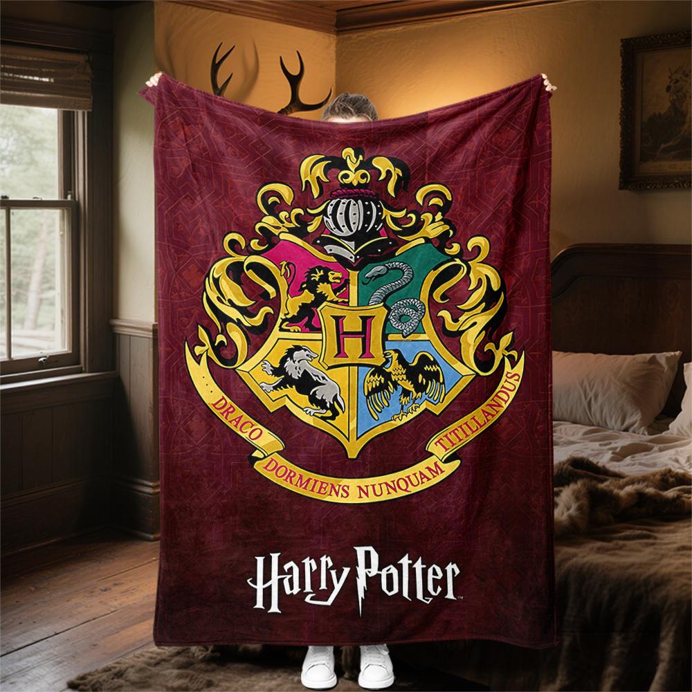 1pc Cresta de Hogwarts Harry Potter Manta de Franela para Exteriores Todas las Estaciones Suave Calidez, Decoración del Hogar 1031167