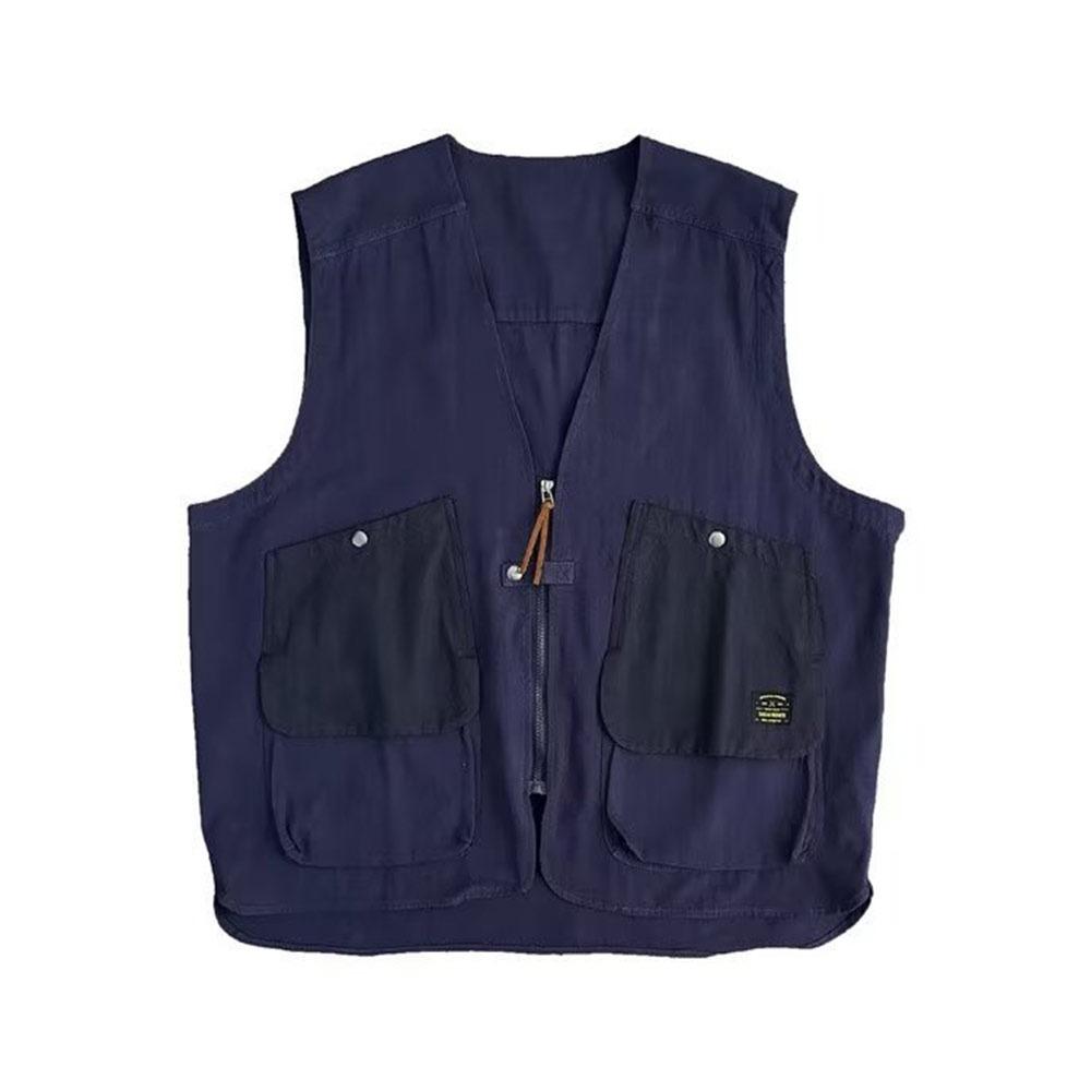 

V-Ne Svel Workwear Vest Multi-pocket Sleeveless Jacket Trendy Vest Women L синий