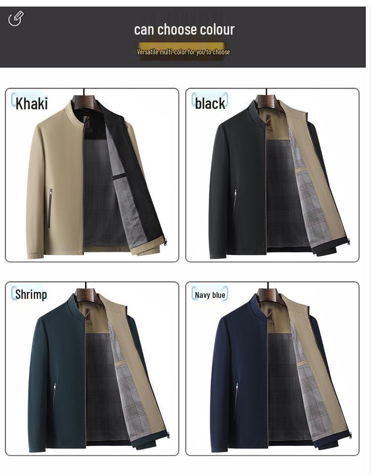2026 Spring Men's Stand-up Collar Windproof Business Jacket - Mid-aged Casual Dad Outerwear