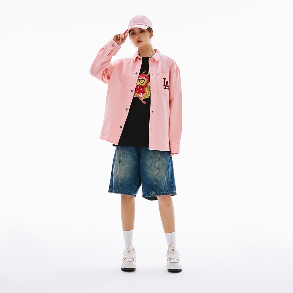 New MLB Denim Jacket Unisex Peach Pink 3ADRV0141-07PCS