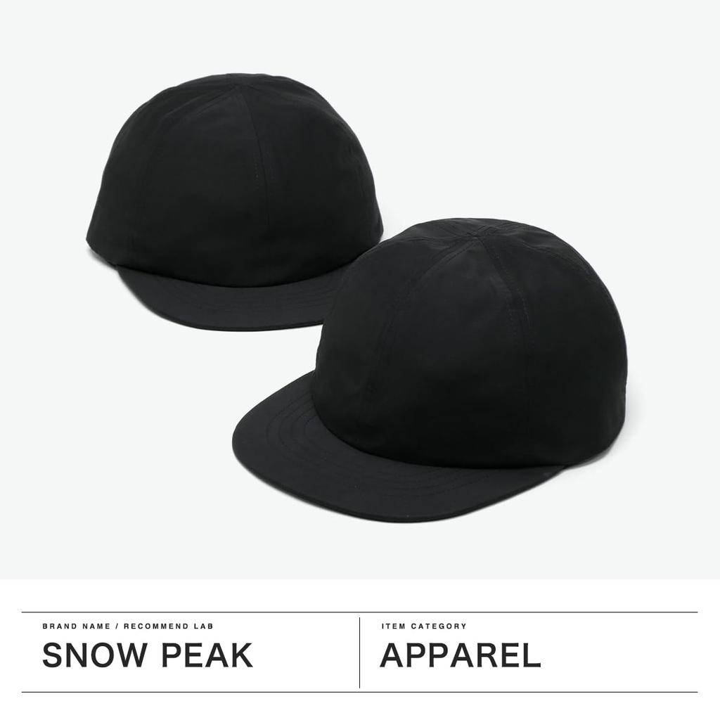 Snow Peak Light Mountain Cloth Cap, size 2, BLACK, AC-25SU017, perfect for camping, outdoor activities, and festivals.