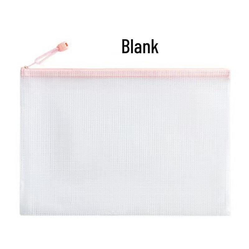 Thickened A4 Waterproof Document Bag with Zipper - Transparent Grid for Office, Test, Archives & Storage