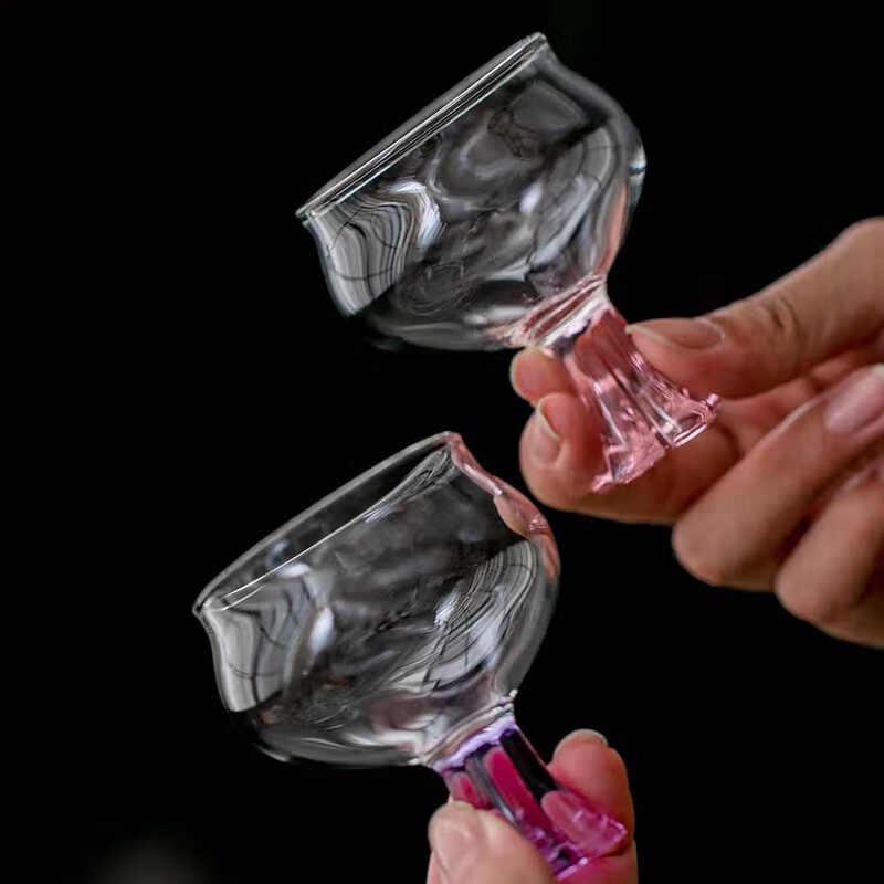 Japanese Hammered Crystal Borosilicate Glass Tea Cups (5-piece set)