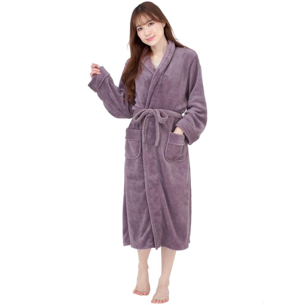 ORIGINLIFE Fluffy Unisex Bathrobe, Lavender, Microfiber,