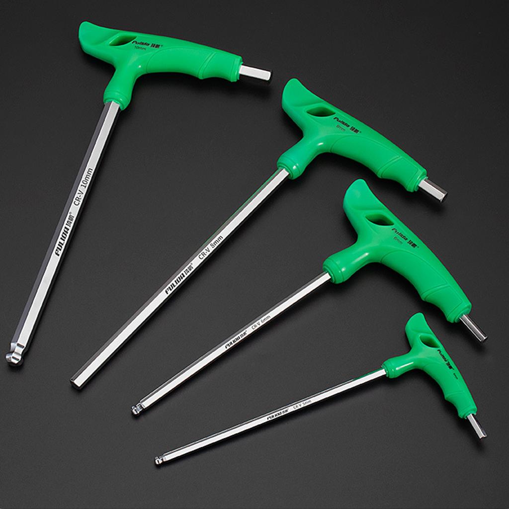 GetUniversal T-Handle Hexagonal Wrench Spanner 2/2.5/3/4/5/6/8/10mm Flat/Ball End Perfect for DIY and Professional Use
