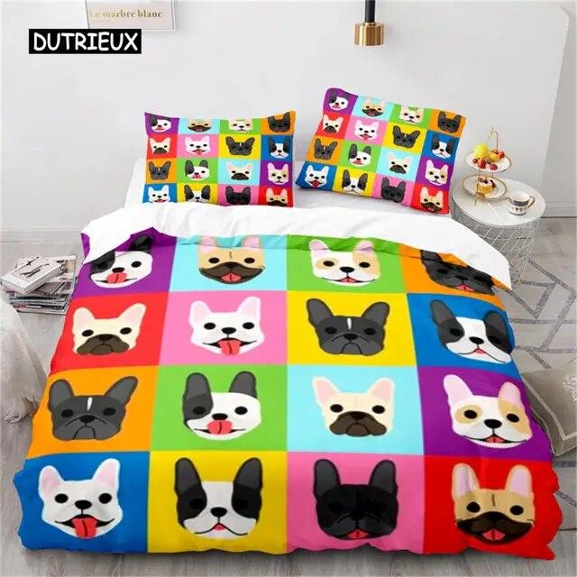 Duvet Cover Cute Cartoon Animal King for Kids Girls Boy Teen Gift Cute Dinosaur Dog Comforter Cover Microfiber Bedding Bedroom three piece set