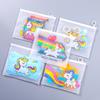 10 Stück 21x17cm Niedliche Einhorn Cartoon Aktenaufbewahrungstasche, Transparente Reißverschluss Aufbewahrungstasche, Geburtstagsgeschenktasche, Babyparty