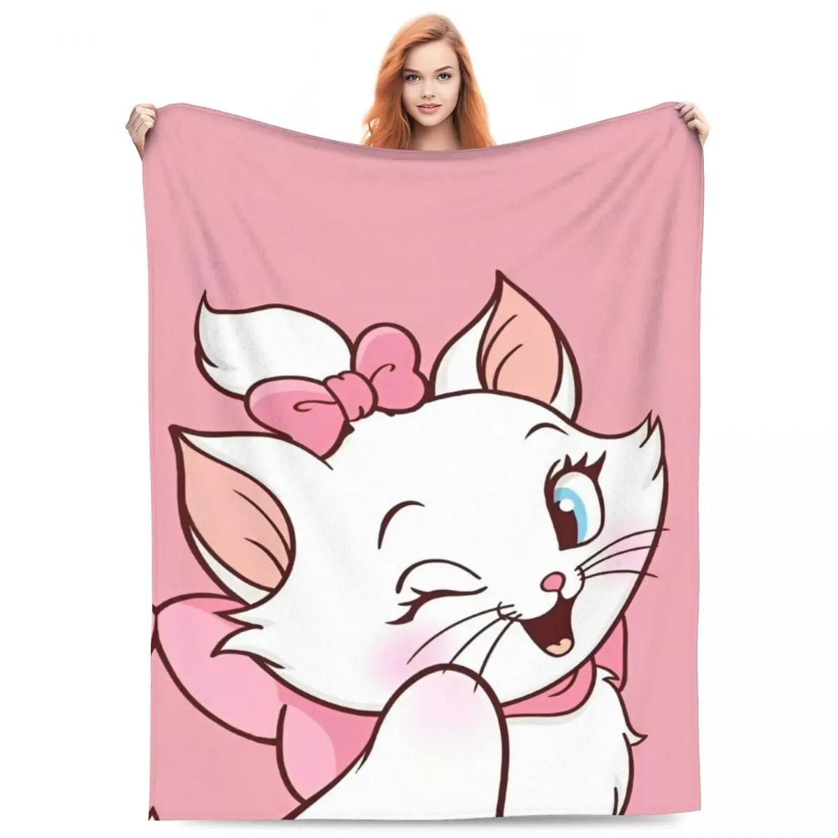 

Super Warm Flannel Throw Blanket Perfect for Travel Couch Chair or Bed Aristocats Marie Cat Kawaii Anime Design 130cmx150cm