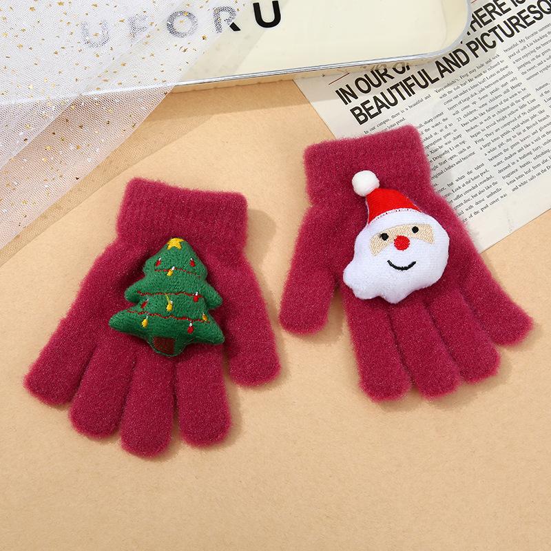 

Christmas Festive Mittens Thick Warm Gloves Women Winter Comfortable Gloves Ribbed Five Finger Gloves for Winter Outdoor One Size рожевий червоний колір