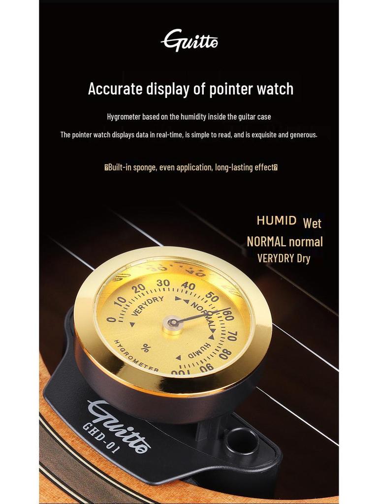 Folk Acoustic Classical Guitar Soundhole Humidifier & Hygrometer - Winter Maintenance Accessory to Prevent Drying & Cracking