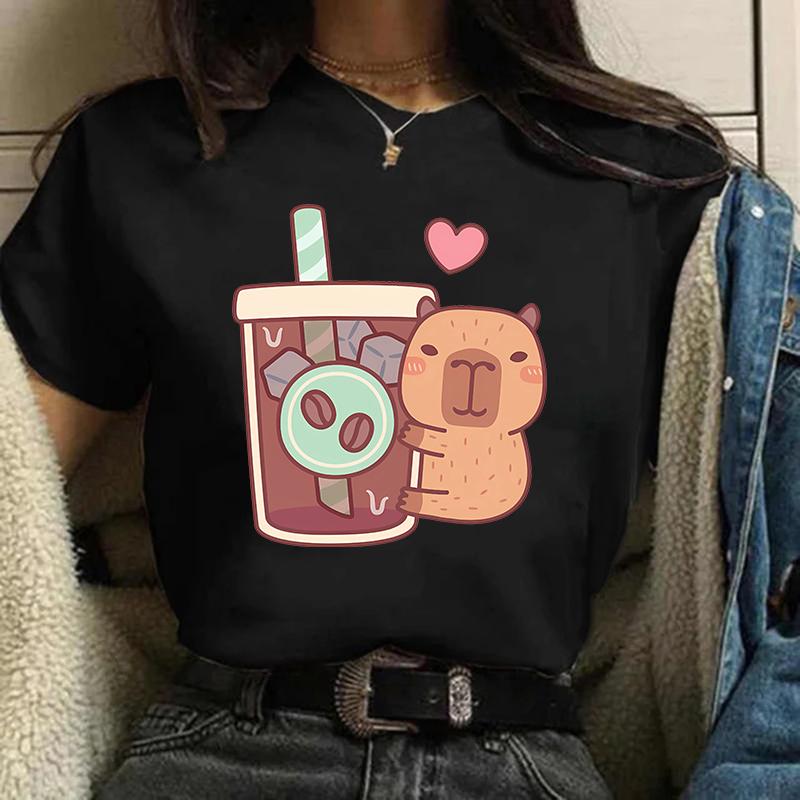 Funny 90s Capybara Tshirt Unisex Tshirt Capibara Cartoons Clothes Girl Capybaras T Shirt Female Casual Top Clothes