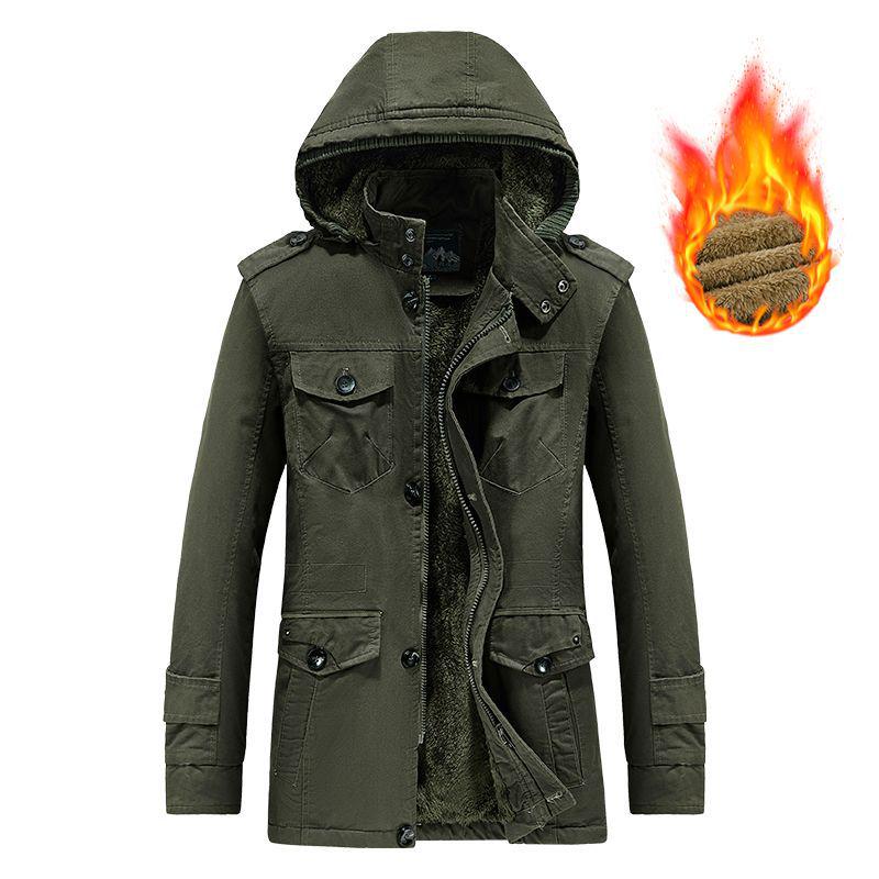 Men's Thickened Pure Cotton Hooded Winter Workwear Coat