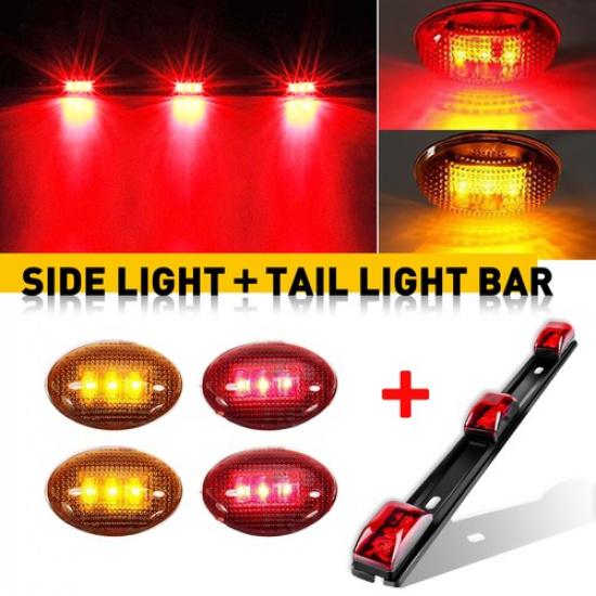 

For 99-10 Ford F350 Red&Amber LED Dually Bed Side Fender Lights + ID Tail Light