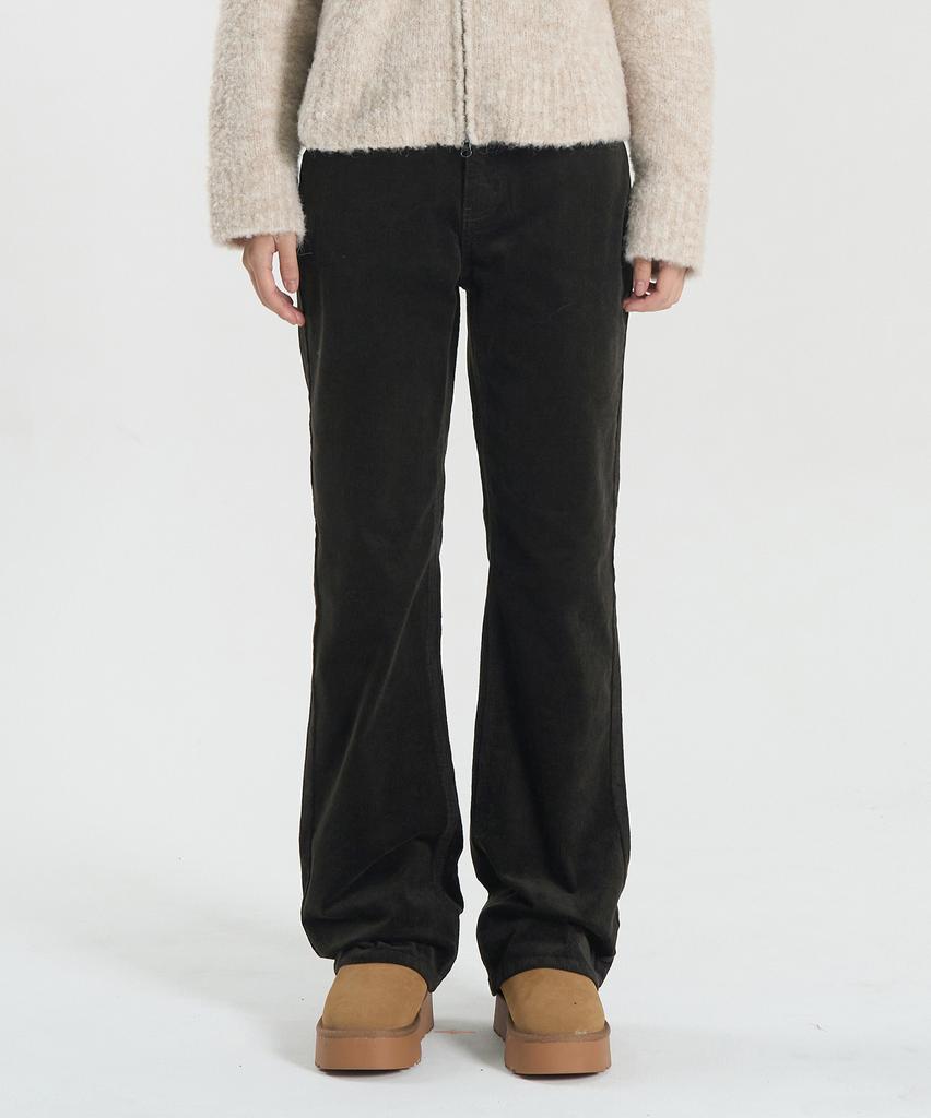TOFFEE WOMEN W Winter Loose Bootcut Corduroy Pants (Brown)