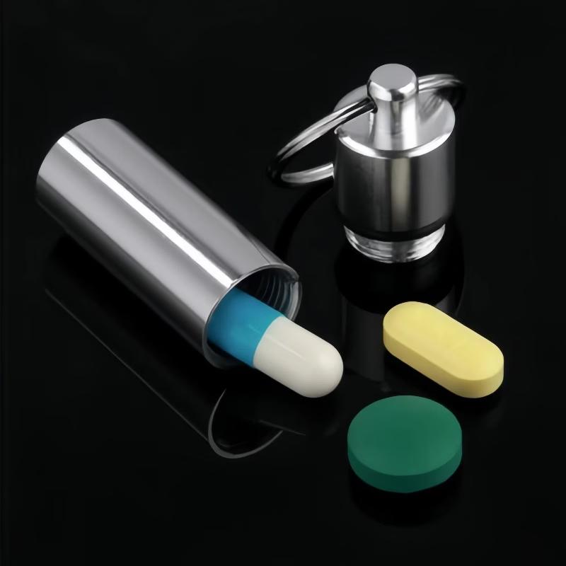1 Pack Small Metal Pill Container, Sealed Moisture-Proof Portable Mini Medicine Bottle, Daily Medication Storage Organizer
