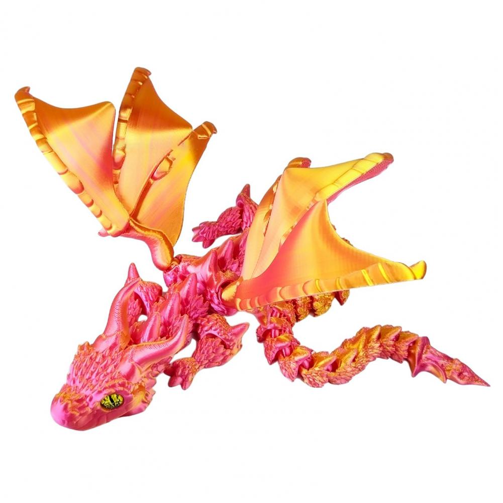 3D Printed Dragon Ornament Stress Relief Articulated Dragon Figurine With Wings Flexible Realistic Dragon Sculpture Home Decor