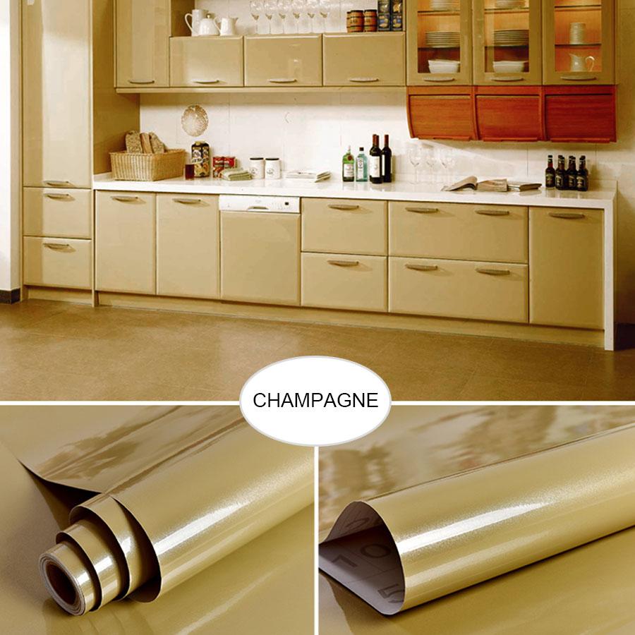 PVC Kitchen Oil-Proof Stickers Gold Waterproof Self-Adhesive Wallpaper Table Countertop High Temperature Cabinet Renovation Film