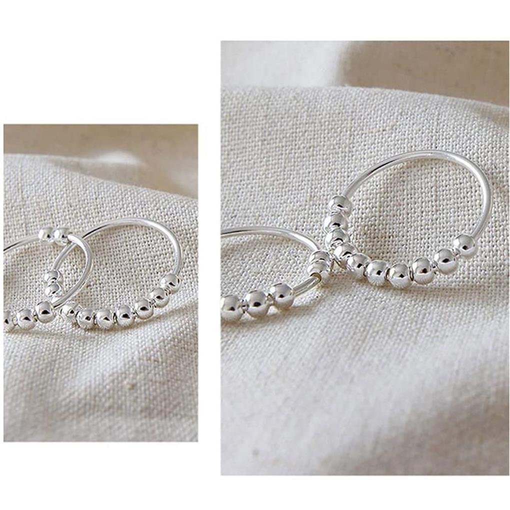 Bead Ring Fidget Rings Simple Steel Jewelry Style Beads Stainless Rotation Gift Copper Anti-stress Free