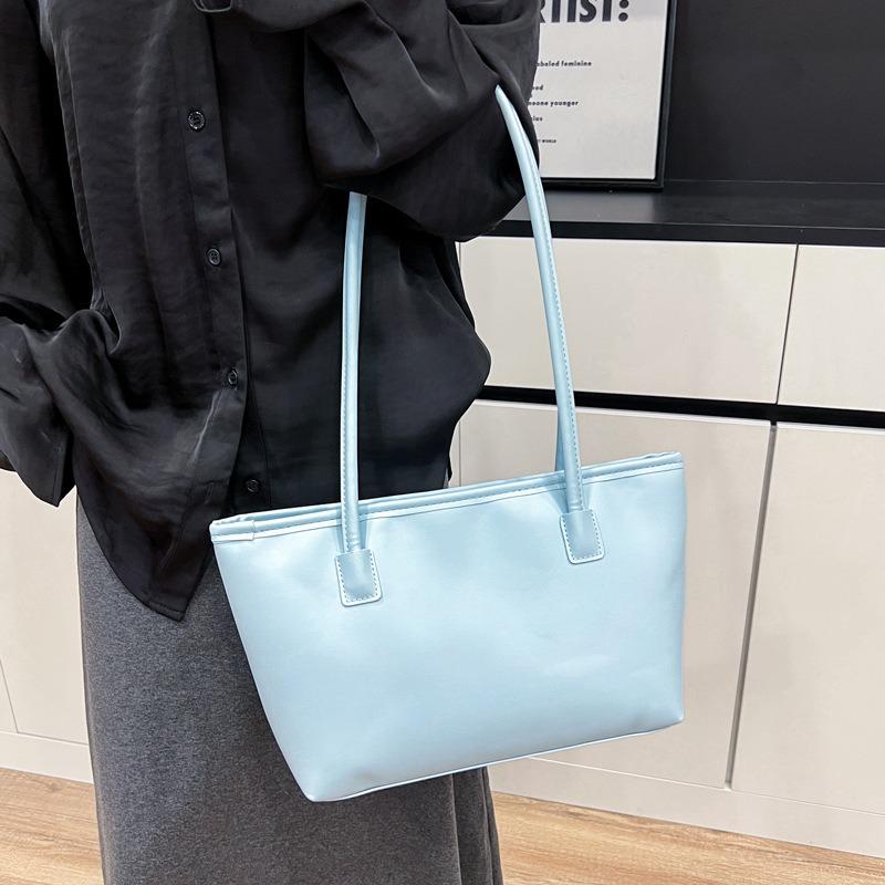 Large-capacity Shoulder Bag, Solid Color, Practical Tote Bag, Simple Texture, Casual, Portable Underarm Bag, Women's Commuting