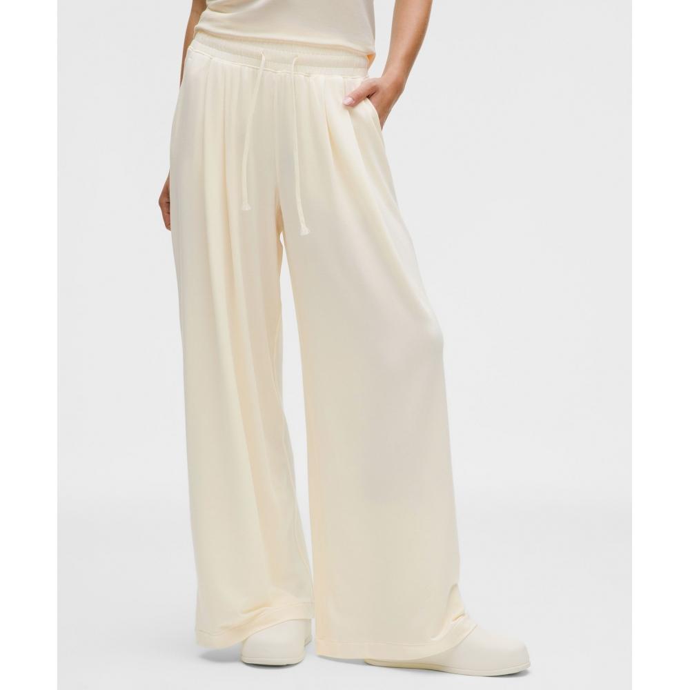 Lululemon Becalm High Rise Pleated Extra Wide Leg Pant Coconut Ivory