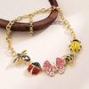 Metal Chain Insect Pendant Necklace Butterfly Rhinestone Choker Bohemian Collarbone Chain  Gift