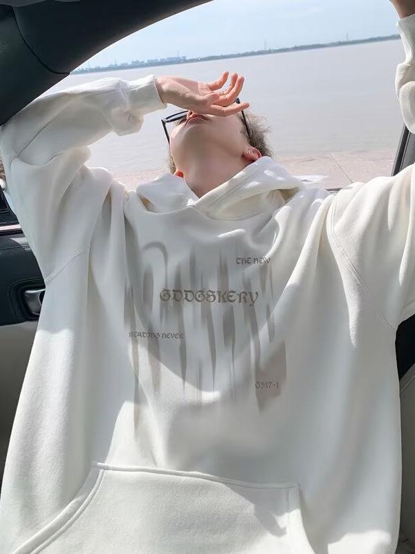 Men's Fleece-Lined Hooded Sweatshirt - Autumn/Winter Loose Fit Casual Jacket