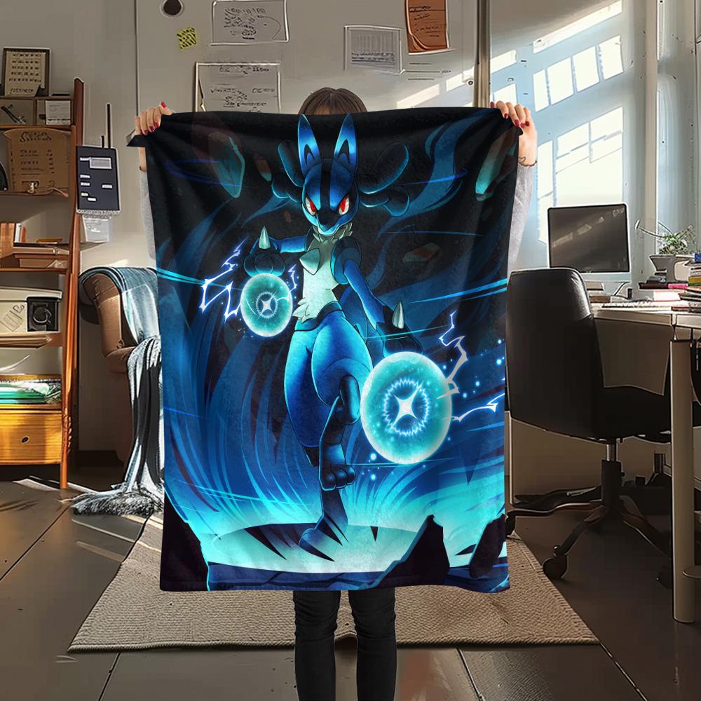 Lucario 2 Print Flannel Blanket, High quality Comfortable for All Seasons, Home Decor, Warmth and Comfort