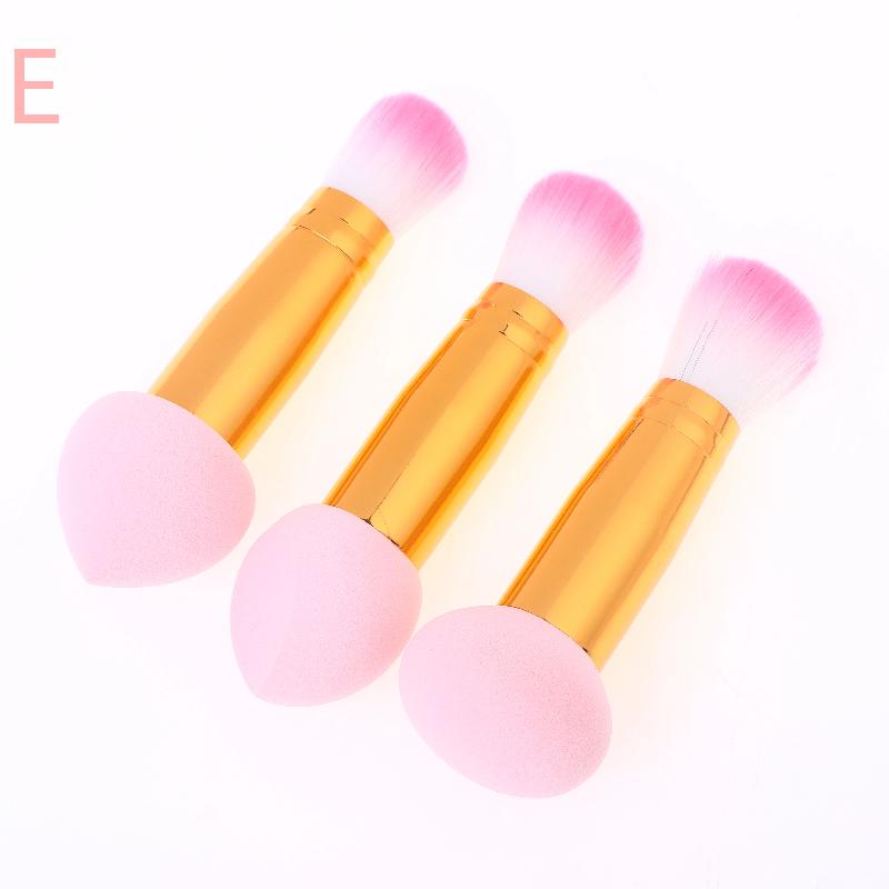 3 Pcs 2 In1 Double-Head Sponge Head Mini Portable Makeup Brush Fluffy Blush Brush Ladies Beauty Tool