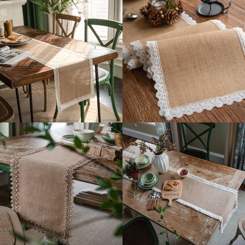 Woven Texture Jute Table Runner Jute Machine Wash or Brush New Burlap Table Runner Wedding Party